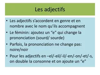 les adjectifs