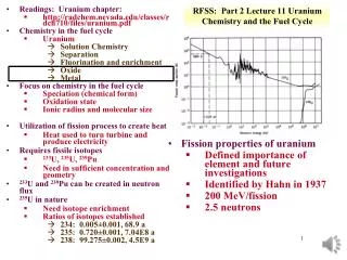 RFSS: Part 2 Lecture 11 Uranium Chemistry and the Fuel Cycle