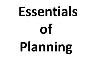 Essentials of Planning