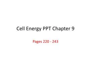 Cell Energy PPT Chapter 9