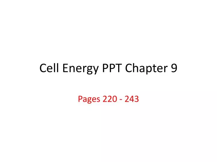 cell energy ppt chapter 9