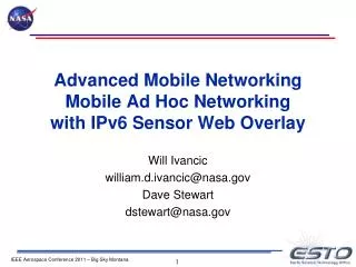 Advanced Mobile Networking Mobile Ad Hoc Networking with IPv6 Sensor Web Overlay