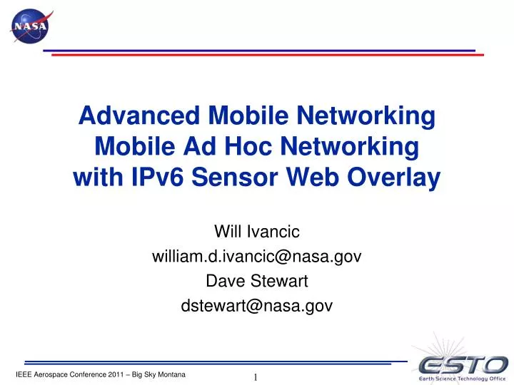advanced mobile networking mobile ad hoc networking with ipv6 sensor web overlay