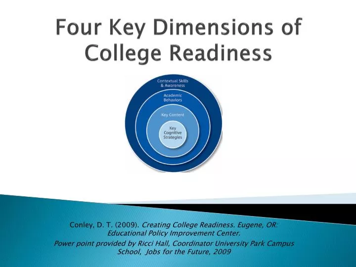 four key dimensions of college readiness