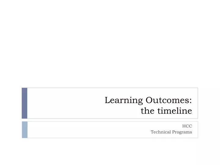 learning outcomes the timeline