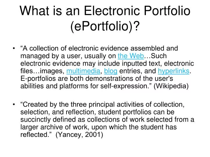 what is an electronic portfolio eportfolio