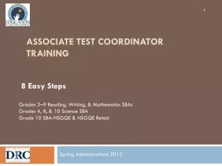 ASSOCIATE Test Coordinator Training