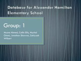 Database for Alexander Hamilton Elementary School