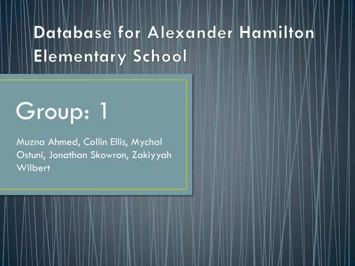 database for alexander hamilton elementary school