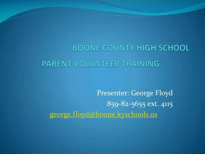 boone county high school parent volunteer training