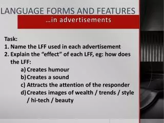 LANGUAGE FORMS AND FEATURES