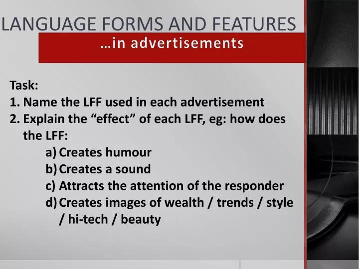 language forms and features