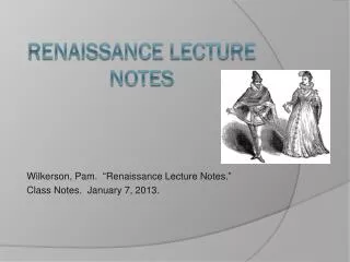 Renaissance Lecture Notes