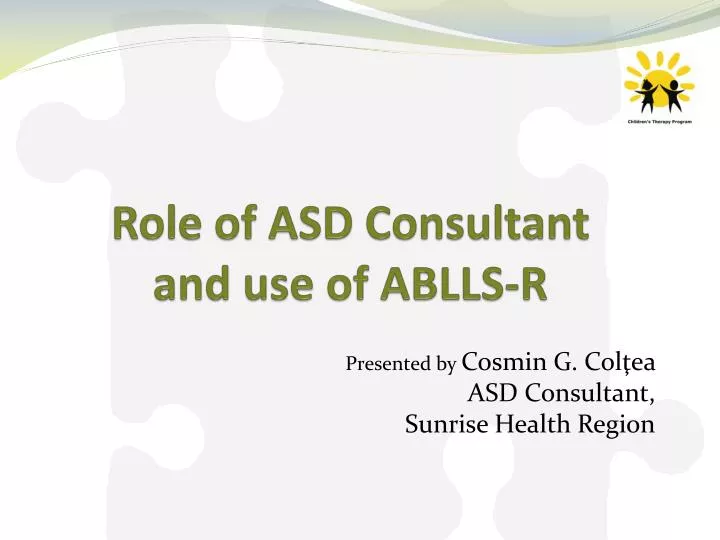role of asd consultant and use of ablls r