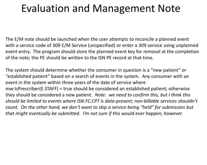 evaluation and management note