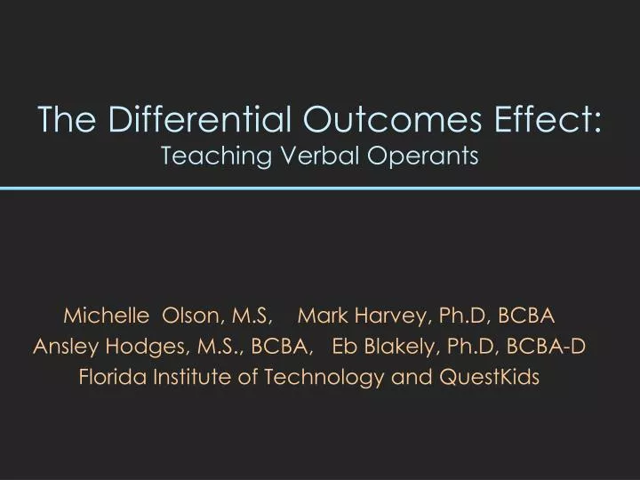the differential outcomes effect teaching verbal operants