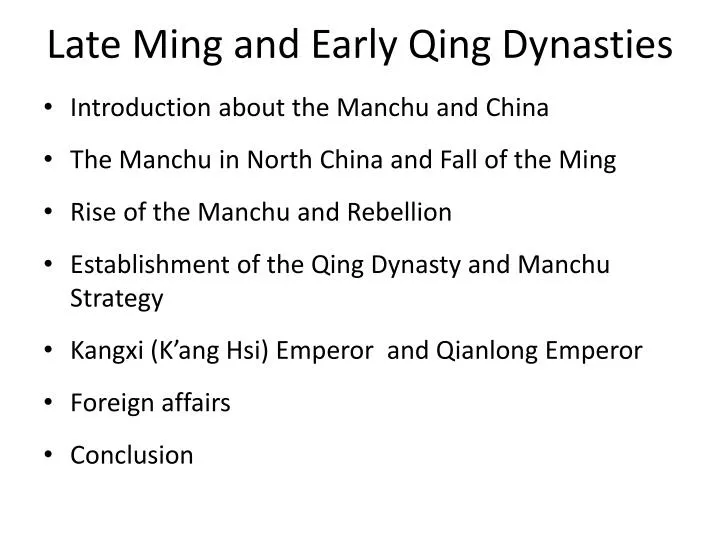late ming and early qing dynasties
