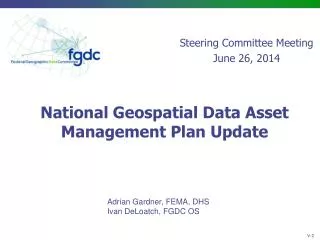 National Geospatial Data Asset Management Plan Update