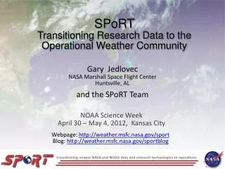 SPoRT Transitioning Research Data to the Operational Weather Community