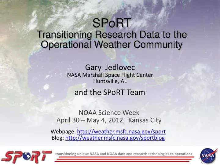 sport transitioning research data to the operational weather community