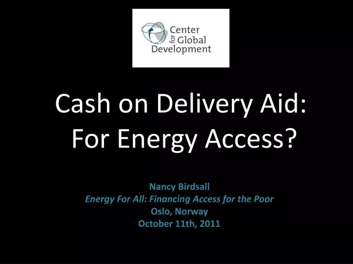 cash on delivery aid f or energy access