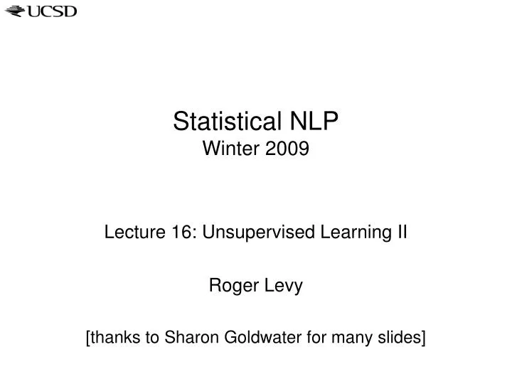 statistical nlp winter 2009