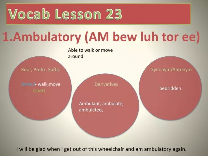 1 ambulatory am bew luh tor ee