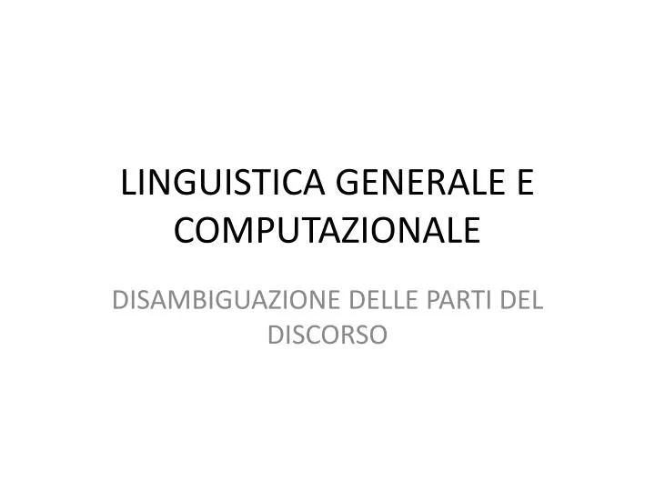 linguistica generale e computazionale
