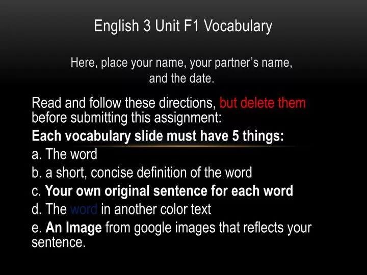 english 3 unit f1 vocabulary
