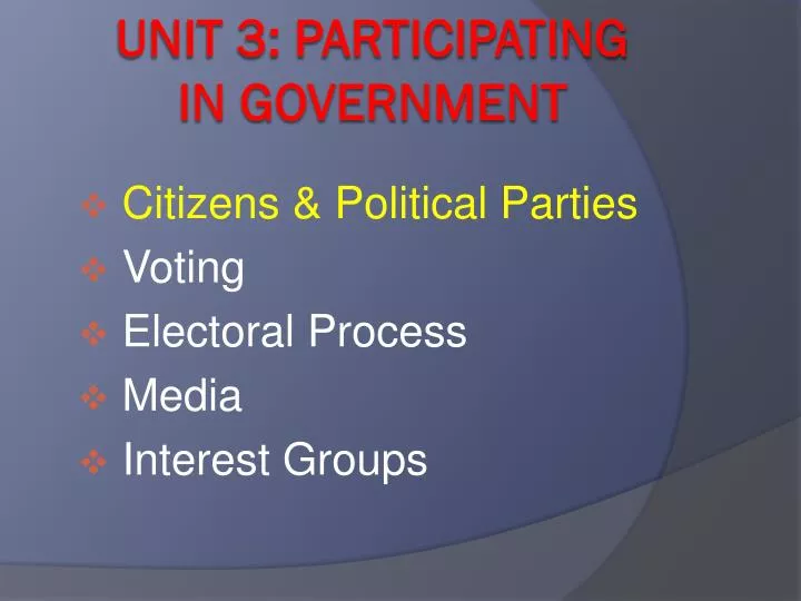 citizens political parties voting electoral process media interest groups