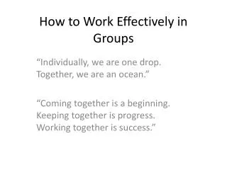 How to Work Effectively in Groups