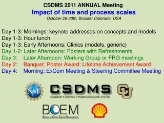 CSDMS 2011 ANNUAL Meeting Impact of time and process scales