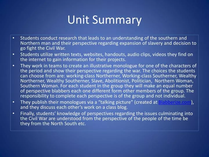 unit summary
