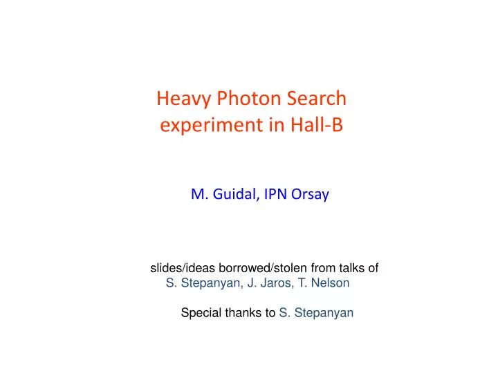 heavy photon search experiment in hall b