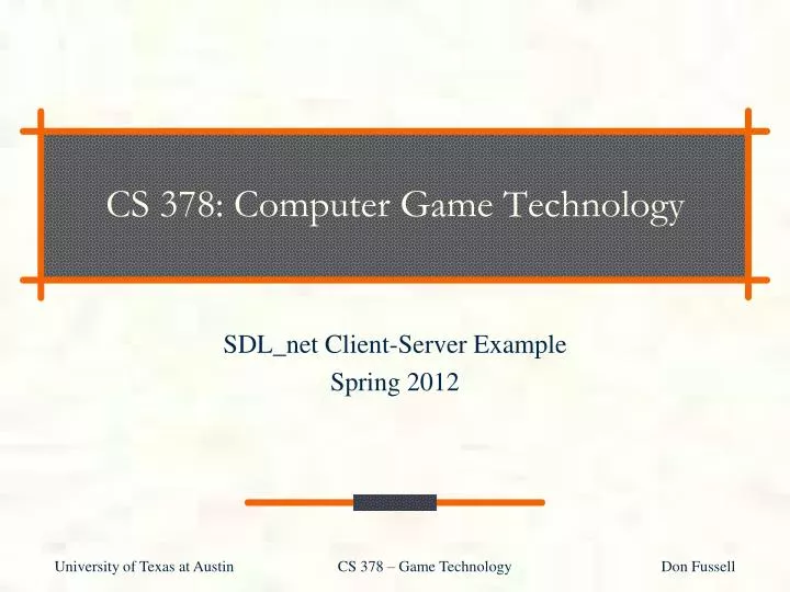 cs 378 computer game technology