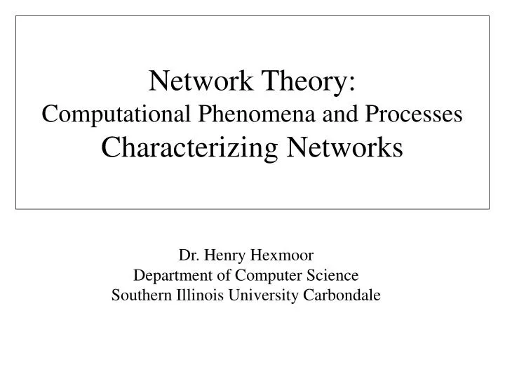 dr henry hexmoor department of computer science southern illinois university carbondale