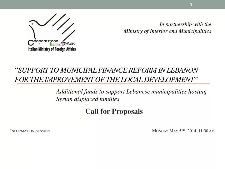 support to municipal finance reform in lebanon for the improvement of the local development