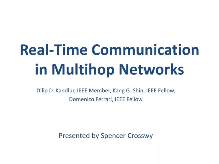 real time communication in multihop networks