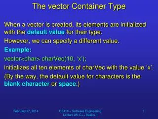 The vector Container Type