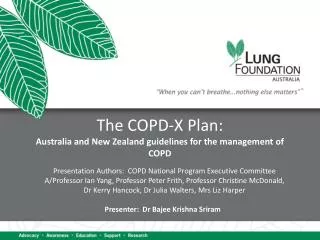 The COPD-X Plan: Australia and New Zealand guidelines for the management of COPD