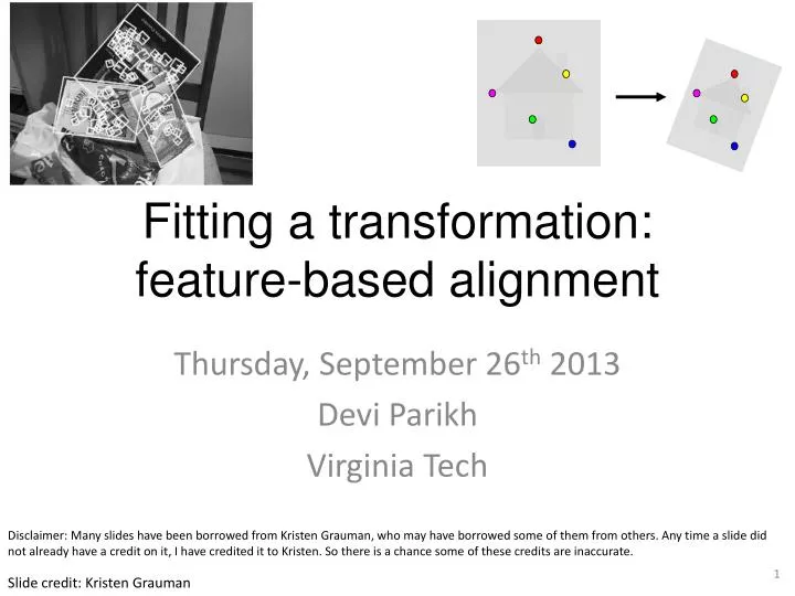 fitting a transformation feature based alignment