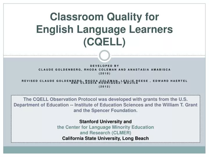classroom quality for english language learners cqell