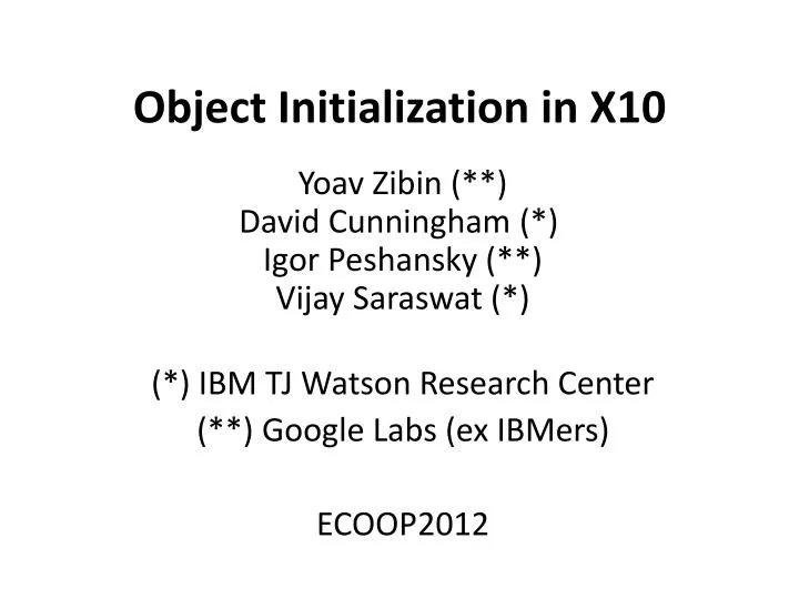 object initialization in x10