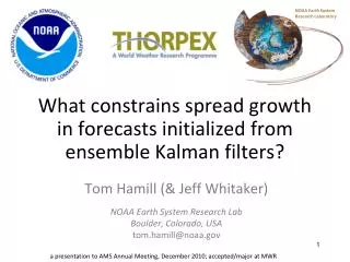 What constrains spread growth in forecasts initialized from ensemble Kalman filters ?