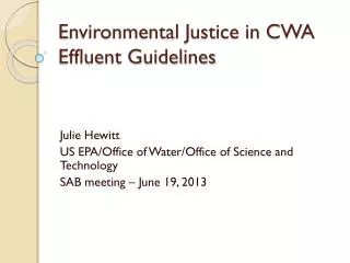 Environmental Justice in CWA Effluent Guidelines