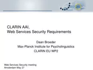 CLARIN AAI, Web Services Security Requirements