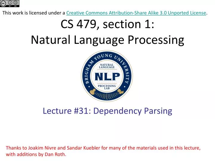 cs 479 section 1 natural language processing