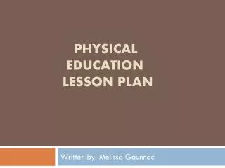 Physical education lesson plan