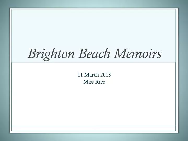 brighton beach memoirs