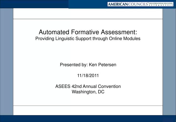 automated formative assessment providing linguistic support through online modules